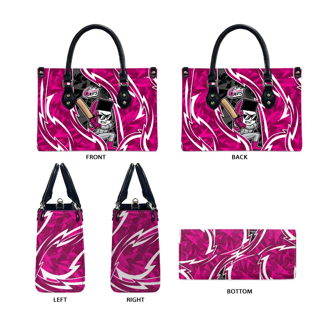 Sydney Sixers Leather Bag Flaming Lightning Storm Geometric Sports Mascot Art