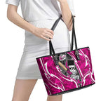Sydney Sixers Leather Tote Bag Flaming Lightning Storm Geometric Sports Mascot Art