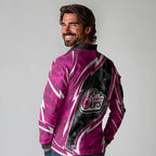 Sydney Sixers Long Sleeve Polo Shirt Flaming Lightning Storm Geometric Sports Mascot Art