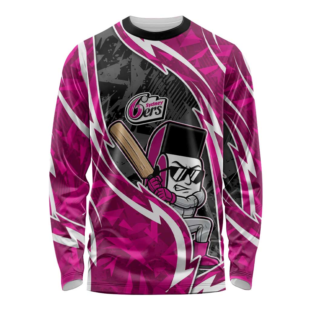 Sydney Sixers Long Sleeve Shirt Flaming Lightning Storm Geometric Sports Mascot Art