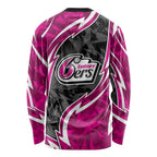 Sydney Sixers Long Sleeve Shirt Flaming Lightning Storm Geometric Sports Mascot Art