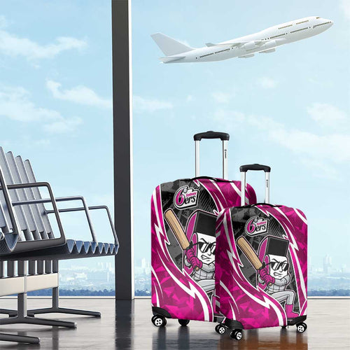 Sydney Sixers Luggage Cover Flaming Lightning Storm Geometric Sports Mascot Art