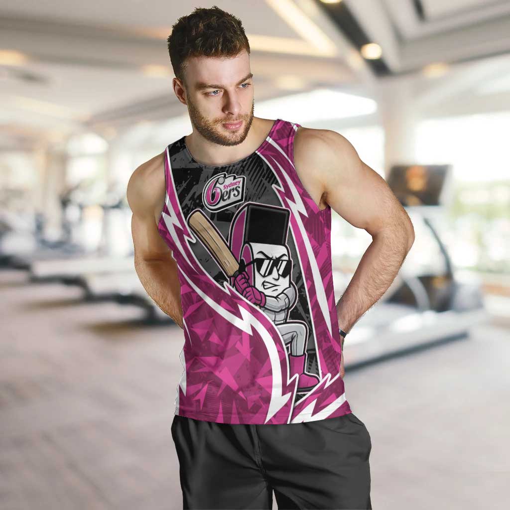Sydney Sixers Men Tank Top Flaming Lightning Storm Geometric Sports Mascot Art