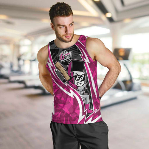 Sydney Sixers Men Tank Top Flaming Lightning Storm Geometric Sports Mascot Art