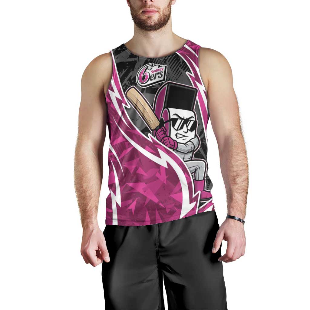 Sydney Sixers Men Tank Top Flaming Lightning Storm Geometric Sports Mascot Art