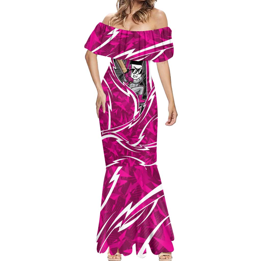 Sydney Sixers Mermaid Dress Flaming Lightning Storm Geometric Sports Mascot Art
