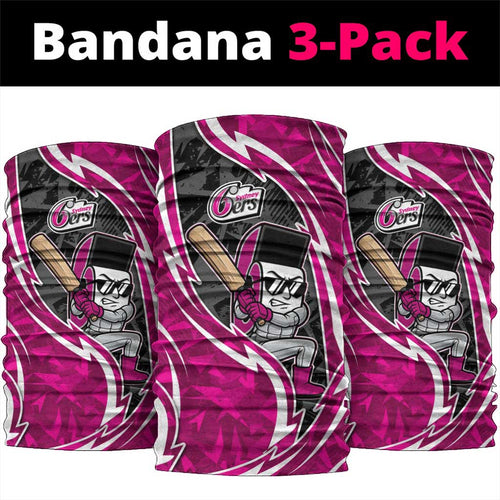 Sydney Sixers Neck Gaiter Flaming Lightning Storm Geometric Sports Mascot Art