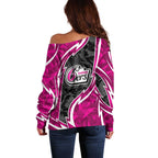 Sydney Sixers Off Shoulder Sweater Flaming Lightning Storm Geometric Sports Mascot Art