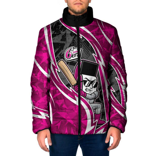 Sydney Sixers Padded Jacket Flaming Lightning Storm Geometric Sports Mascot Art