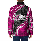 Sydney Sixers Padded Jacket Flaming Lightning Storm Geometric Sports Mascot Art