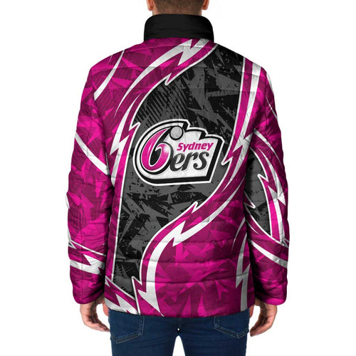 Sydney Sixers Padded Jacket Flaming Lightning Storm Geometric Sports Mascot Art