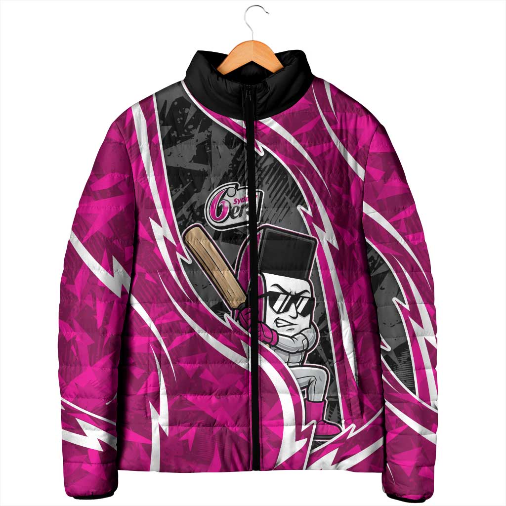 Sydney Sixers Padded Jacket Flaming Lightning Storm Geometric Sports Mascot Art