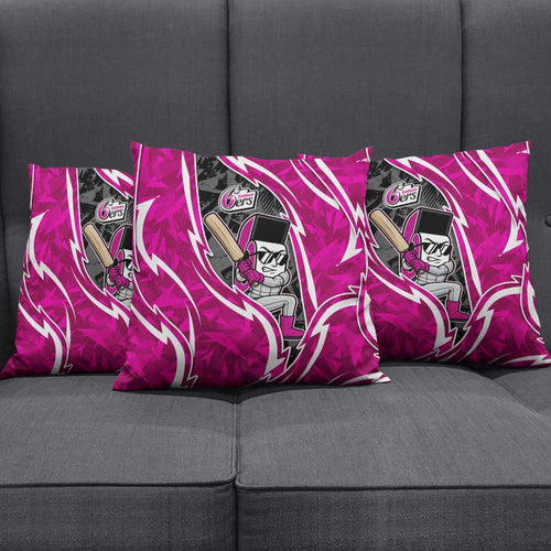 Sydney Sixers Pillow Cover Flaming Lightning Storm Geometric Sports Mascot Art