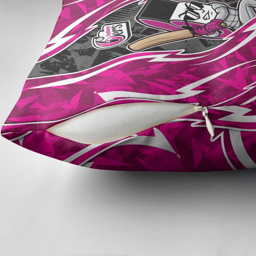 Sydney Sixers Pillow Cover Flaming Lightning Storm Geometric Sports Mascot Art