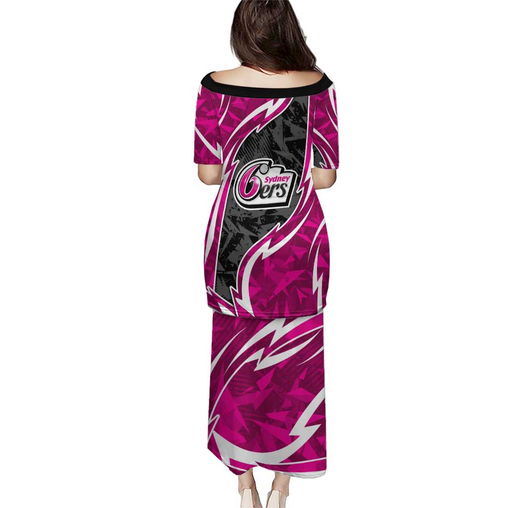 Sydney Sixers Puletasi Flaming Lightning Storm Geometric Sports Mascot Art