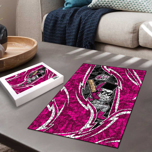 Sydney Sixers Puzzle Flaming Lightning Storm Geometric Sports Mascot Art