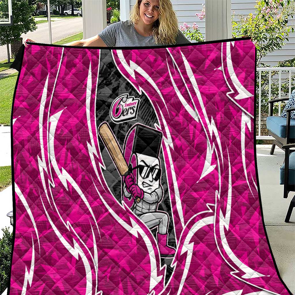 Sydney Sixers Quilt Flaming Lightning Storm Geometric Sports Mascot Art