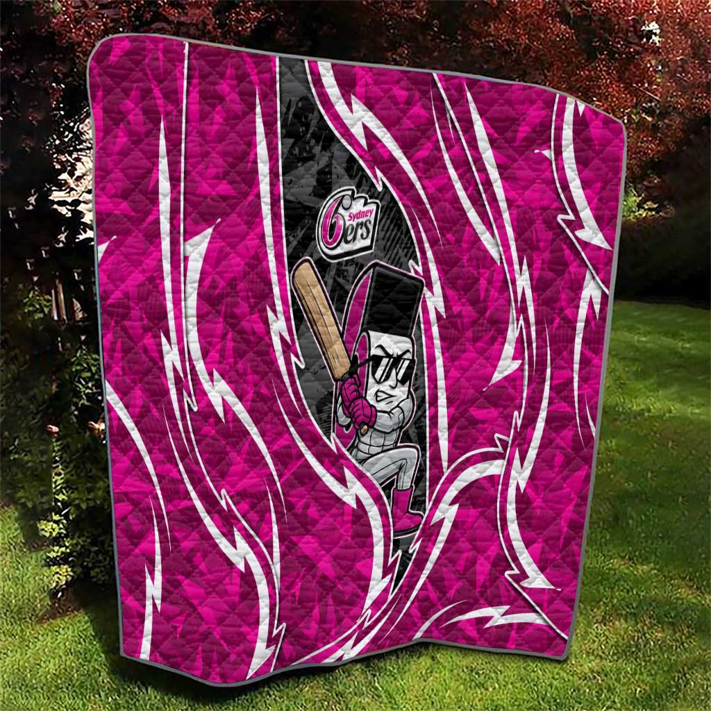 Sydney Sixers Quilt Flaming Lightning Storm Geometric Sports Mascot Art