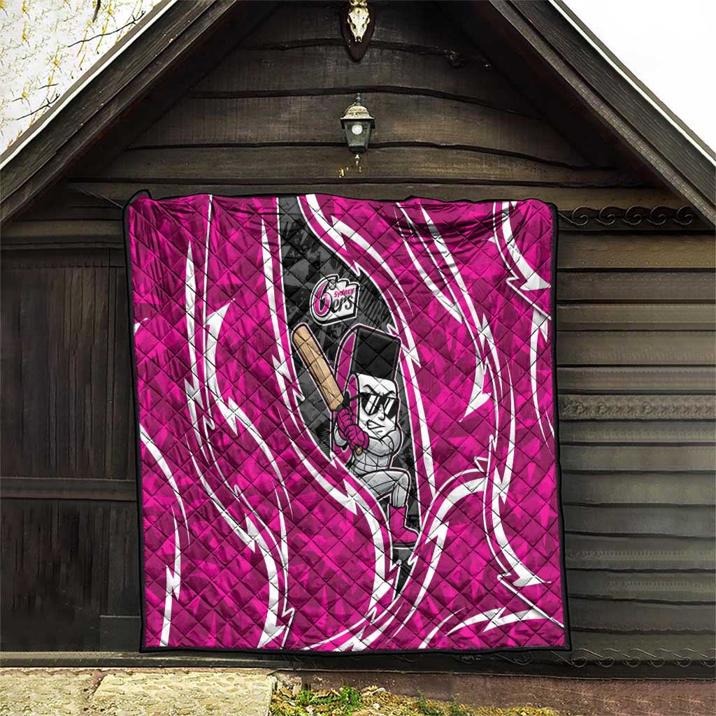 Sydney Sixers Quilt Flaming Lightning Storm Geometric Sports Mascot Art
