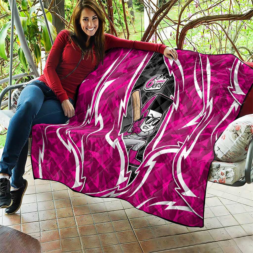 Sydney Sixers Quilt Flaming Lightning Storm Geometric Sports Mascot Art