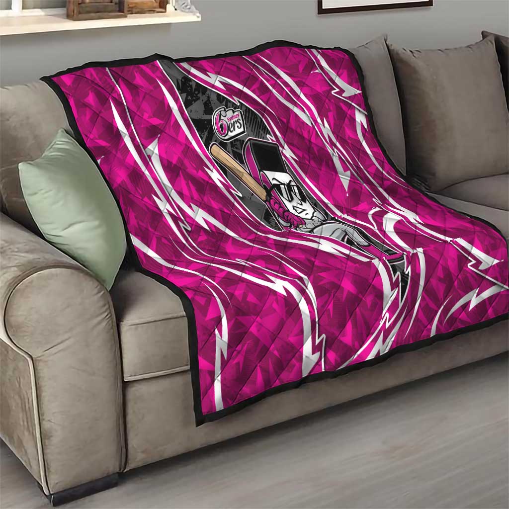 Sydney Sixers Quilt Flaming Lightning Storm Geometric Sports Mascot Art