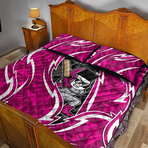 Sydney Sixers Quilt Bed Set Flaming Lightning Storm Geometric Sports Mascot Art