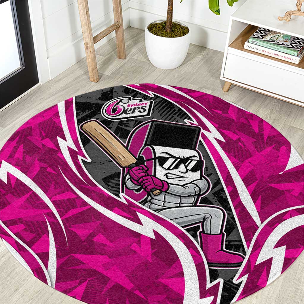 Sydney Sixers Round Carpet Flaming Lightning Storm Geometric Sports Mascot Art
