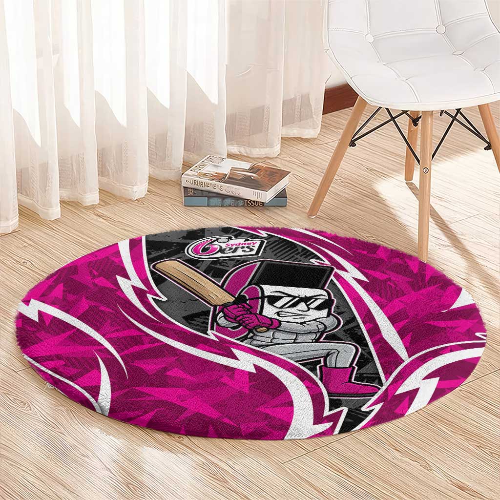 Sydney Sixers Round Carpet Flaming Lightning Storm Geometric Sports Mascot Art