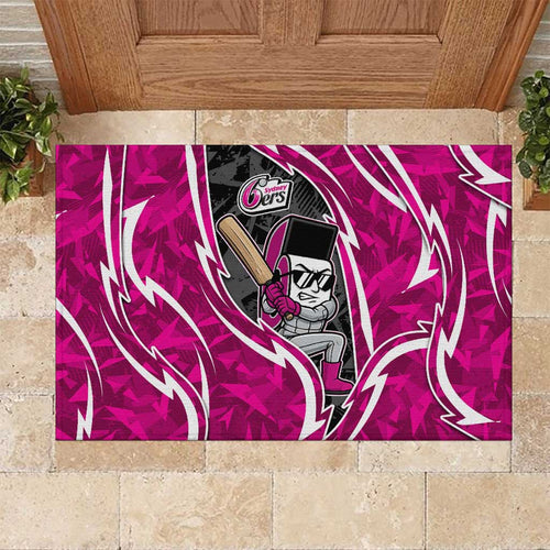 Sydney Sixers Rubber Doormat Flaming Lightning Storm Geometric Sports Mascot Art