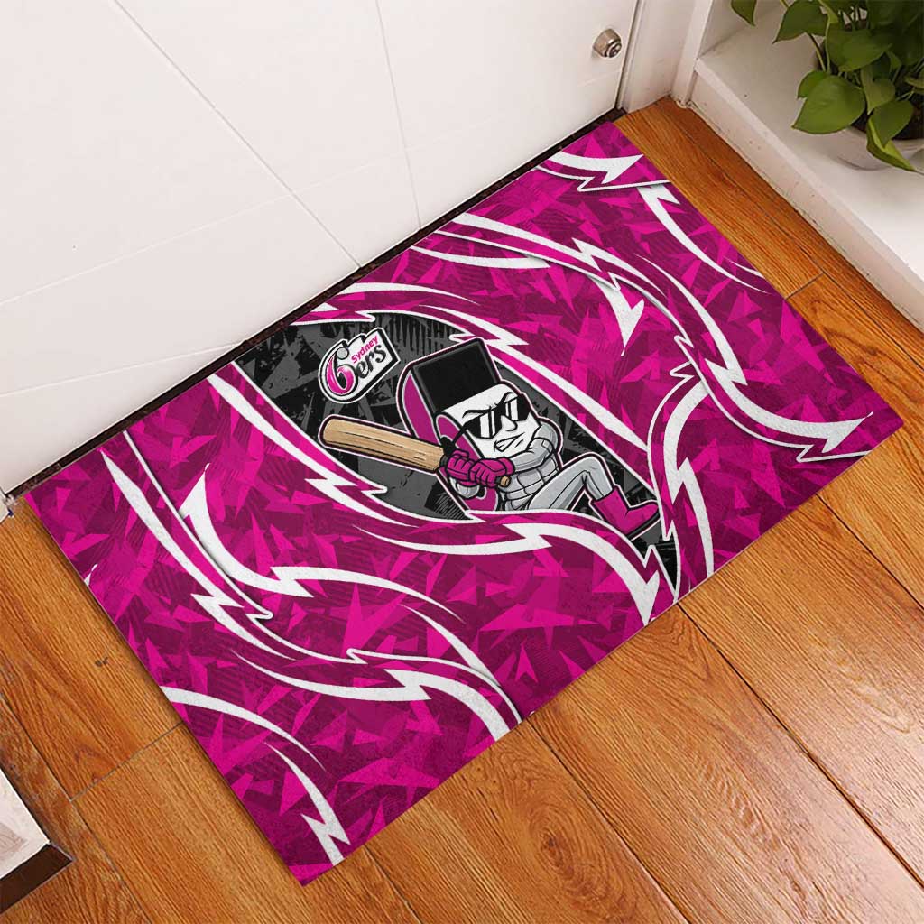 Sydney Sixers Rubber Doormat Flaming Lightning Storm Geometric Sports Mascot Art