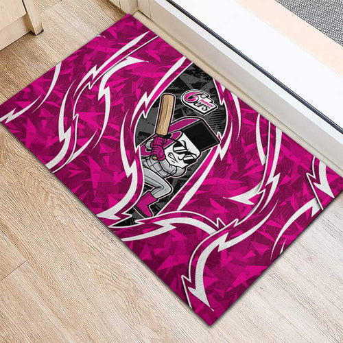 Sydney Sixers Rubber Doormat Flaming Lightning Storm Geometric Sports Mascot Art