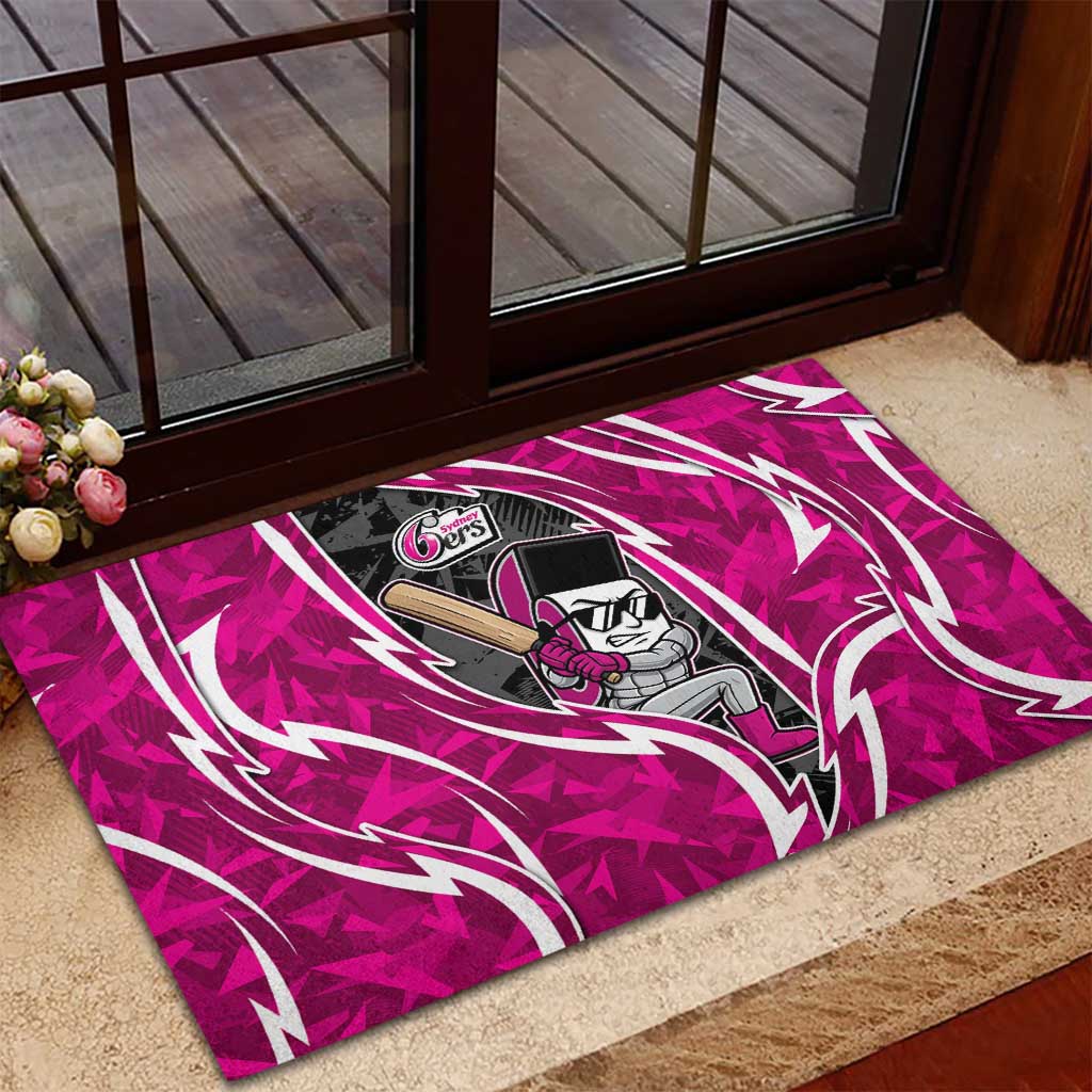 Sydney Sixers Rubber Doormat Flaming Lightning Storm Geometric Sports Mascot Art