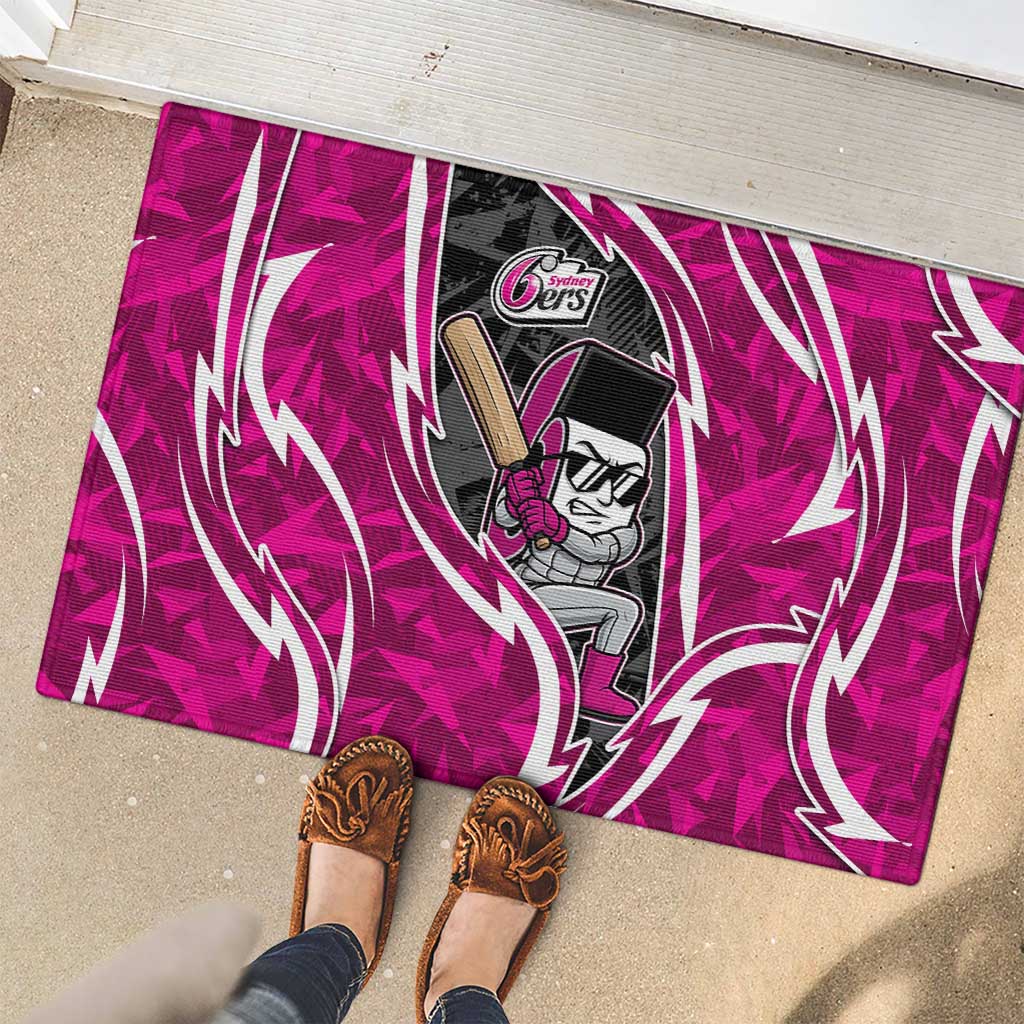 Sydney Sixers Rubber Doormat Flaming Lightning Storm Geometric Sports Mascot Art
