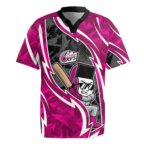 Sydney Sixers Rugby Jersey Flaming Lightning Storm Geometric Sports Mascot Art