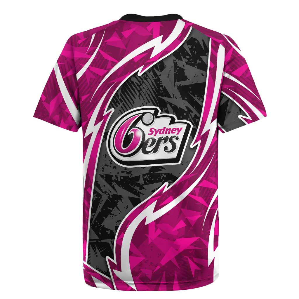 Sydney Sixers Rugby Jersey Flaming Lightning Storm Geometric Sports Mascot Art