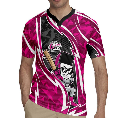 Sydney Sixers Rugby Jersey Flaming Lightning Storm Geometric Sports Mascot Art