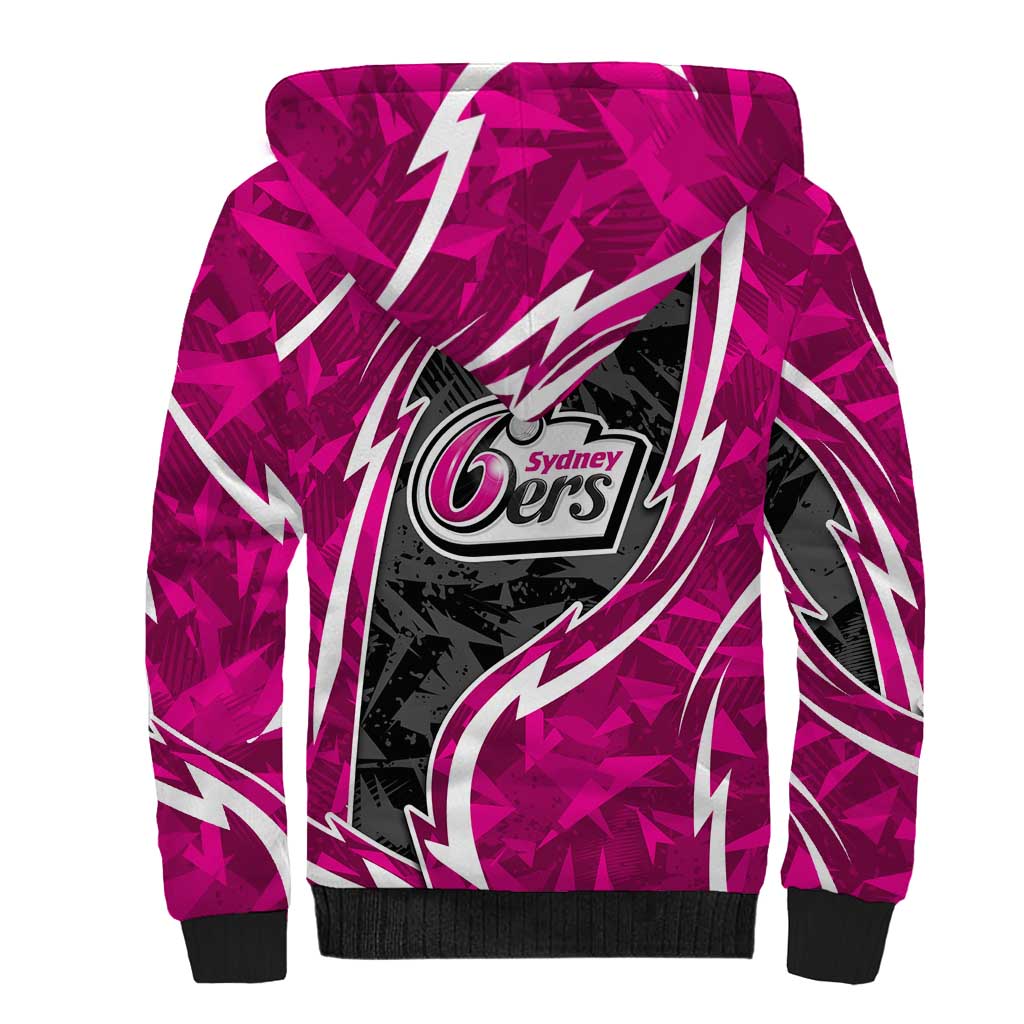 Sydney Sixers Sherpa Hoodie Flaming Lightning Storm Geometric Sports Mascot Art