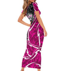 Sydney Sixers Short Sleeve Bodycon Dress Flaming Lightning Storm Geometric Sports Mascot Art
