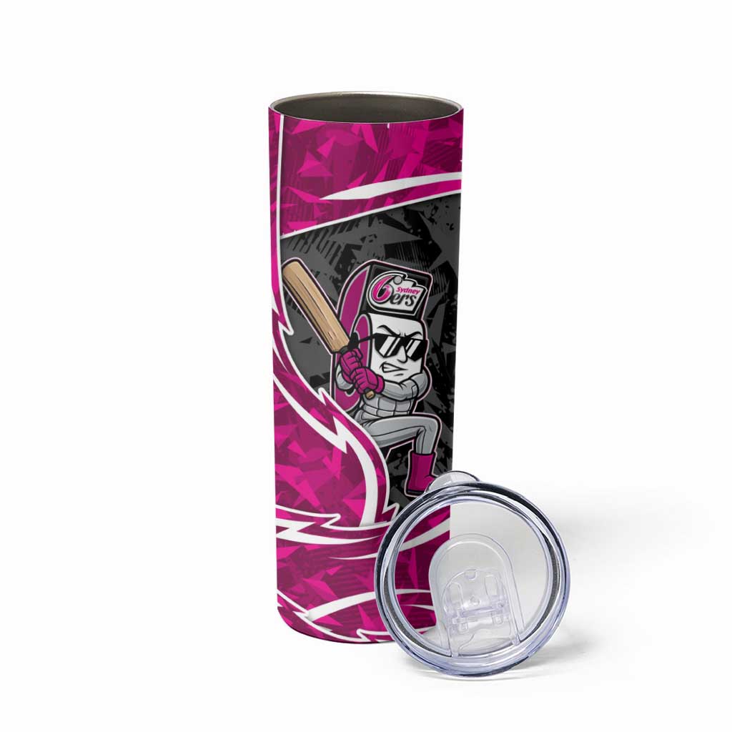 Sydney Sixers Skinny Tumbler Flaming Lightning Storm Geometric Sports Mascot Art
