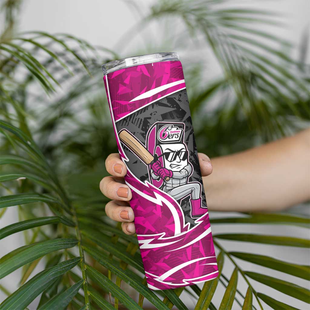 Sydney Sixers Skinny Tumbler Flaming Lightning Storm Geometric Sports Mascot Art