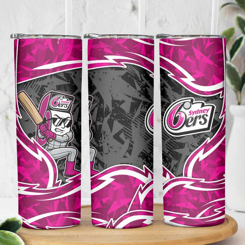 Sydney Sixers Skinny Tumbler Flaming Lightning Storm Geometric Sports Mascot Art
