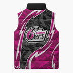 Sydney Sixers Sleeveless Puffer Jacket Flaming Lightning Storm Geometric Sports Mascot Art