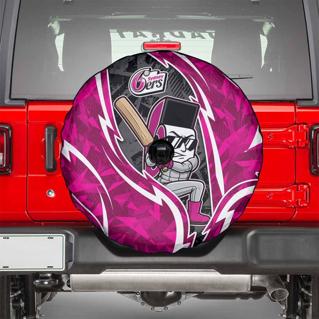 Sydney Sixers Spare Tire Cover Flaming Lightning Storm Geometric Sports Mascot Art