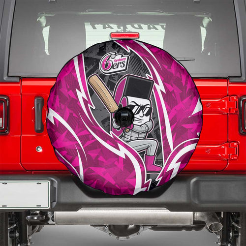 Sydney Sixers Spare Tire Cover Flaming Lightning Storm Geometric Sports Mascot Art