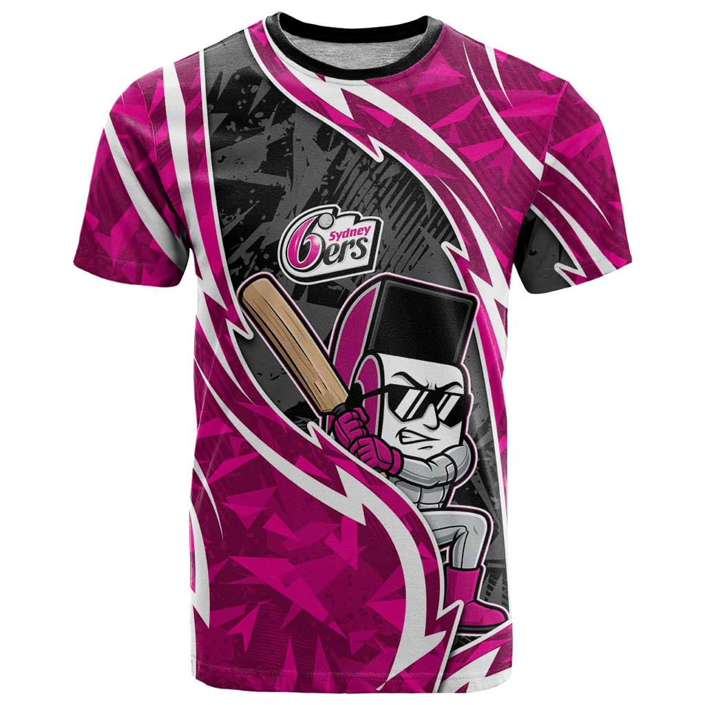 Sydney Sixers T Shirt Flaming Lightning Storm Geometric Sports Mascot Art