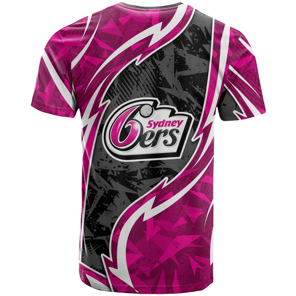 Sydney Sixers T Shirt Flaming Lightning Storm Geometric Sports Mascot Art