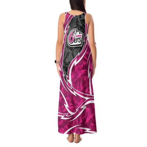 Sydney Sixers Tank Maxi Dress Flaming Lightning Storm Geometric Sports Mascot Art
