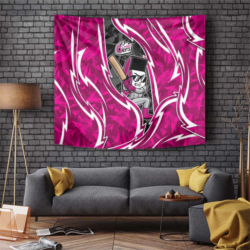Sydney Sixers Tapestry Flaming Lightning Storm Geometric Sports Mascot Art