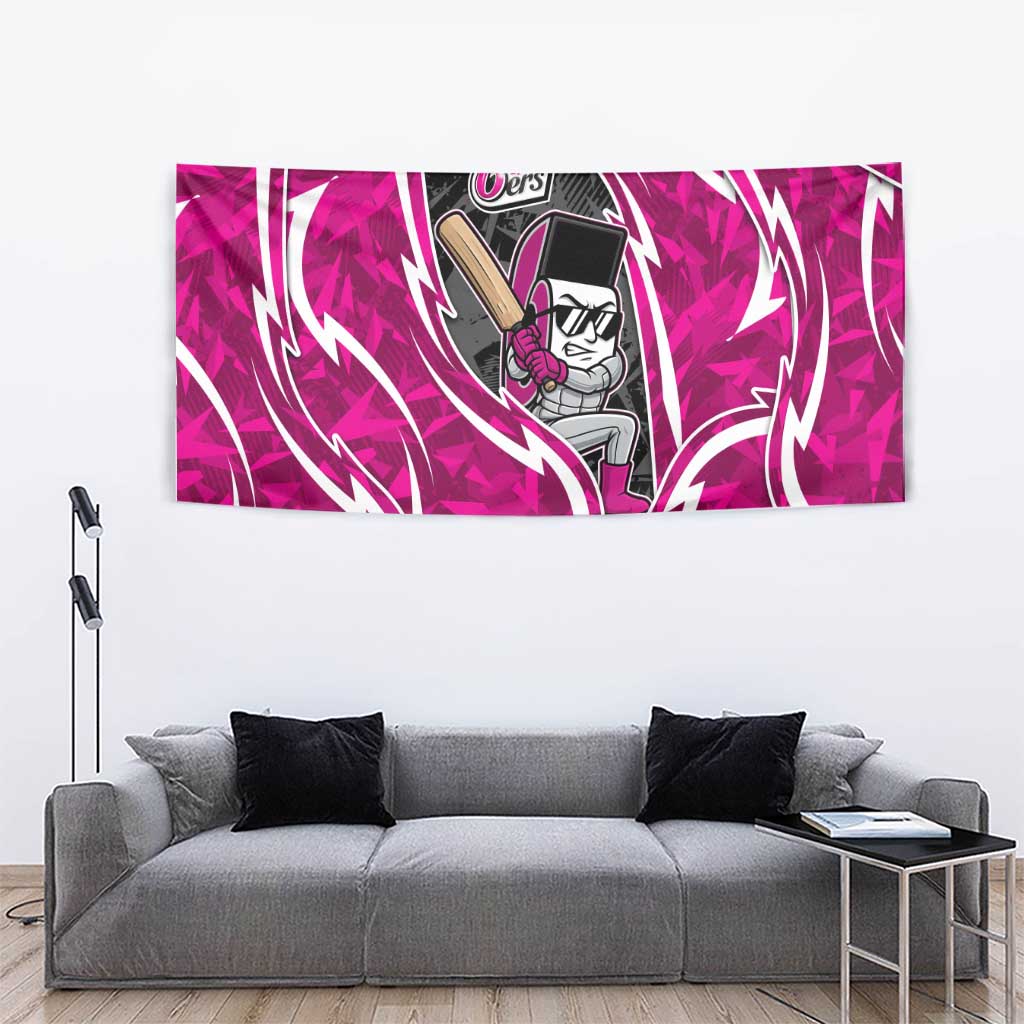 Sydney Sixers Tapestry Flaming Lightning Storm Geometric Sports Mascot Art