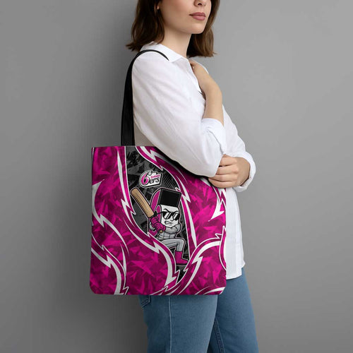 Sydney Sixers Tote Bag Flaming Lightning Storm Geometric Sports Mascot Art